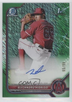 2022 Bowman Chrome Prospect Green Shimmer Refractor /99 Alejandro Hidalgo Auto - Image 1 of 2