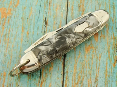 BIG VINTAGE RICHARDS ENGLAND GRAY MULTI BLADE SCOUT CAMPING POCKET KNIFE KNIVES - Image 1 of 4