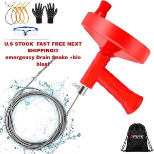 25FT Drain Snake Clog Remover Kit – 10-in-1 Plumbing Tool w/ Bio Blast & Gloves" - Picture 1 of 8