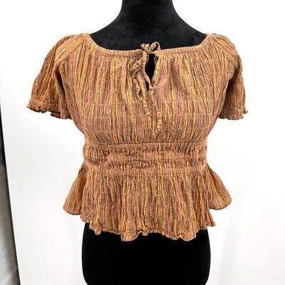 Blusa Free People Vivi Campesina Calada Top Mujer M Milk maid Tie Manga Abullonada Foto 1 de 4