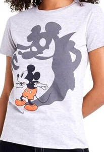 Disney Mickey Mouse Spooky Shadow Women's Gray Tee Shirt Plus Size XXL New 2X - Picture 1 of 2