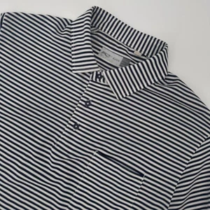 Kjus Polo Shirt Mens L Black White Striped Golf Performance Short Sleeve UPF30+ - Picture 1 of 11