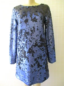MINKPINK Sequin Embellished Dress Black Blue Long Sleeve Size S NWT - Picture 1 of 6