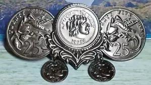 Pewter Tone Dangling Coin Hair Clip Barrette Large Snap Closure - Picture 1 of 9
