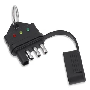 4 Pin Anhänger Stecker Tester Verdrahtung Stromkreis 4-fach schwarz  - Bild 1 von 7