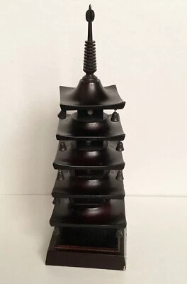 "Modelo pagoda japonesa de madera de cinco pisos artesanía tradicional 14"" altura" Foto 1 de 4