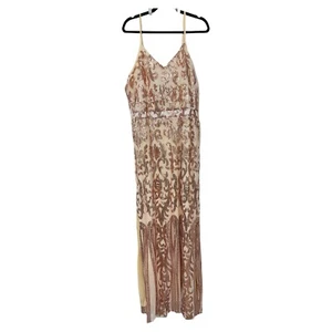 Lucky & Blessed Women’s 2X Beige Rose Gold Sequin Full Length Evening Gown - Picture 1 of 5