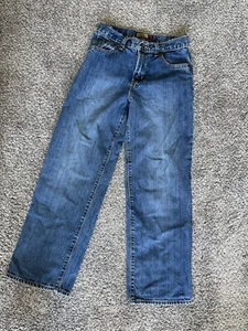 old navy jeans Boy's Size 14 Reg straight Cotton euc dark blue gold 2897 - Picture 1 of 6