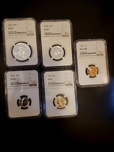 Lot Of FIVE NGC PF 67 1962 Coins 50c,25c,10c,5c,1c - Picture 1 of 12