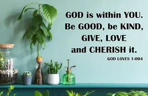 NEW - GOD is within YOU Wall Art vinyl Decal for Church Window Car Truck Bible - Picture 1 of 19