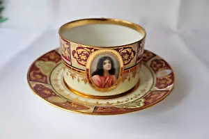 Antique Royal Vienna style cabinet portrait cup and saucer c 1890 - Picture 1 of 10