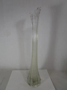Vintage LE Smith 16” Clear Ribbed Swung Stretch Glass Vase - Picture 1 of 12