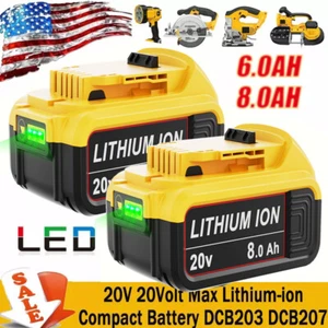 8.0Ah 20 Volt Max Battery Replacement for DeWalt DCB200-2 DCB205 DCB206-2 DCB204 - Picture 1 of 18