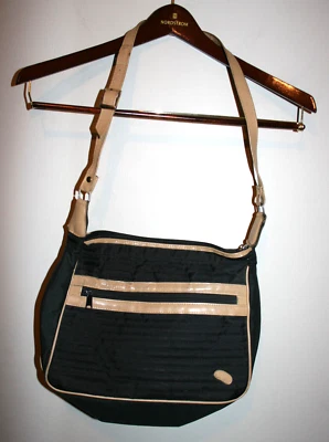 VTG Womens LESAC Ronay Shoulder Bag Navy Blue Tan - Image 1 of 4