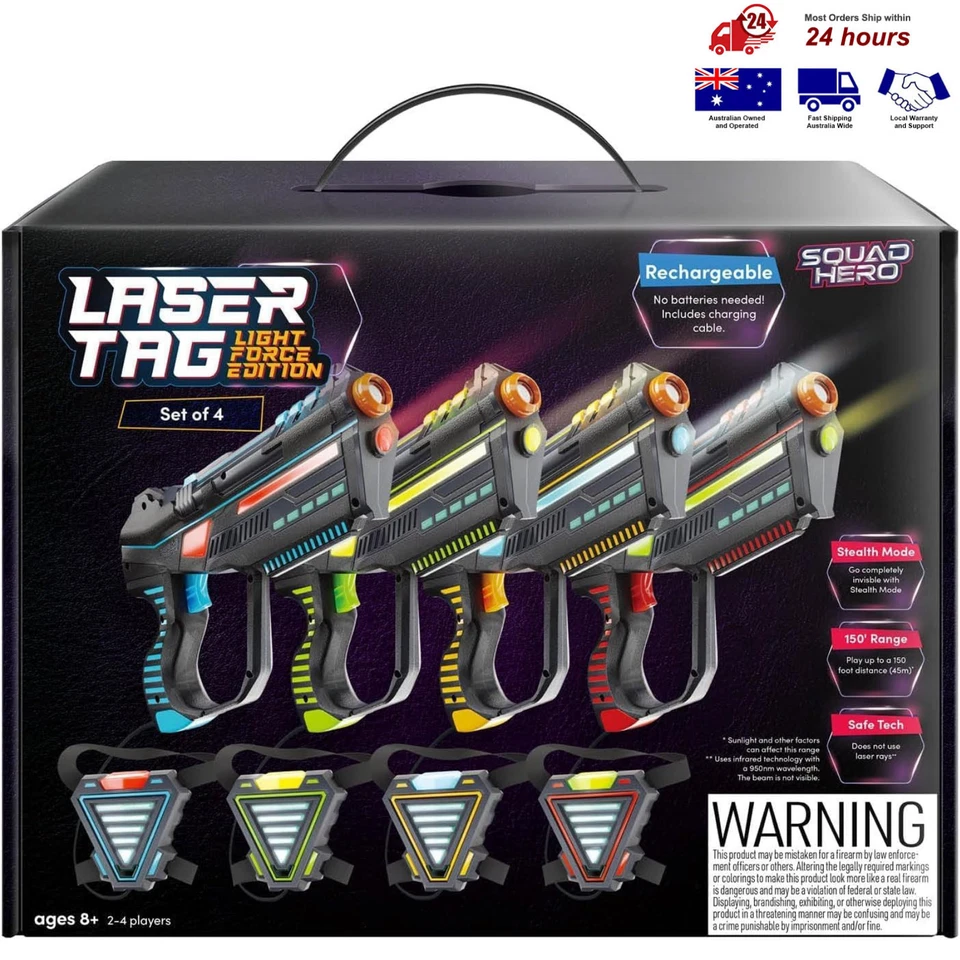 Rechargeable Laser Tag Set with 4 Guns & 4 Vests Sensors for Kids, Teens, Adults - image 1 of 4
