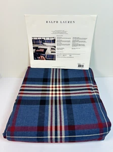 Ralph Lauren Saranac Peak Bentwood Full Queen Duvet Cover Red Blue Ivory Plaid - Picture 1 of 5