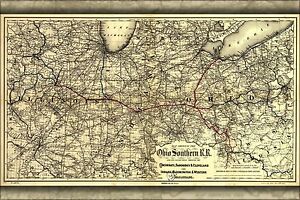 Poster, Many Sizes; Map Of Ohio Southern Railroad Cincinnati 1881