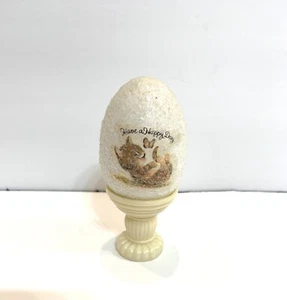 Cat Decor Egg Have a Happy Day Kitten on Egg and Pedestal Vintage Easter Spring - Picture 1 of 4