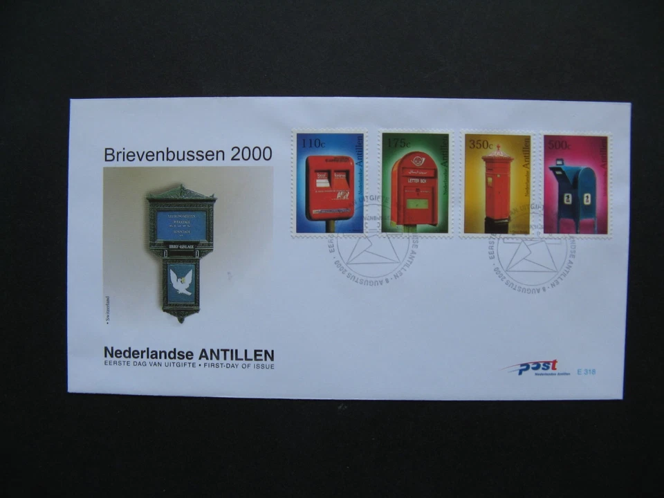 NETHERLANDS ANTILLES, cover FDC 2000, Postbox mailbox pillarbox - Image 1 of 1