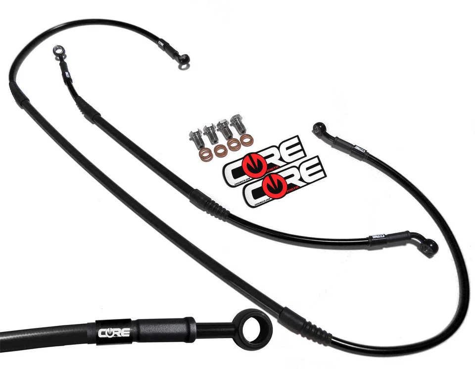 YAMAHA YZ80 1993-2001 YZ85 2002-2016 CORE MOTO FRONT & REAR BRAKE LINE KIT BLK - Image 1 of 1