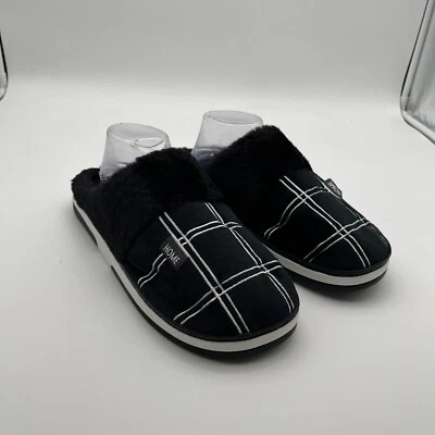 Zapatillas de casa forradas de piel sintética a rayas blancas y negras para hombre talla 14-15 NUEVAS Foto 1 de 4