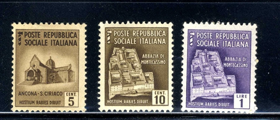 1944 Italy Socialist Monte Cassino Abbey & Church of St. Ciriaco SC #22,23 &29 - Image 1 of 1
