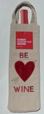 Bolso Funda Vino Beige Celebra San Valentín - Be Wine and Red Heart Foto 1 de 3