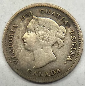 Canada N.D (1858-1901) Victoria 5 Cents Fishscale Silver Coin - Filler - Picture 1 of 2