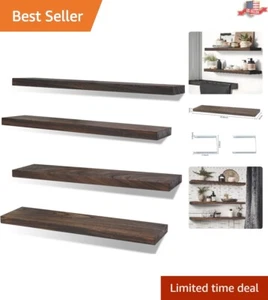 Rustic Floating Shelves - Wall Decor Storage Bathroom Bedroom Kitchen - Picture 1 of 9