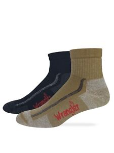 Wrangler Mens All Terrain Gear 70% Merino Wool Quarter Cushion Socks 2 Pair