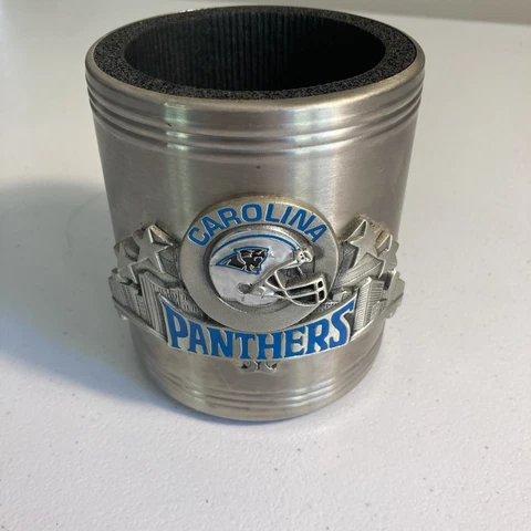Carolina Panthers Can Cooler Coozie - Pewter Emblem Cover