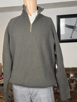 Suéter Privado Blanco VC 100 % Cachemira Cuarto Cremallera Acanalado Peso Pesado Capa XL/7 Foto 1 de 4