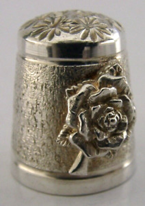 ENGLISH SOLID STERLING SILVER ROSE THIMBLE 1997 SEWING NEEDLEWORK