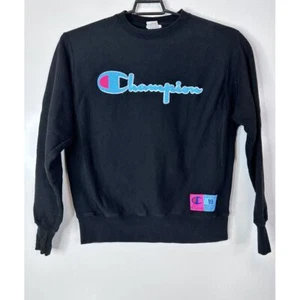 Champion Sweatshirt Adult Medium Reverse Weave Pullover Crewneck Black - Picture 1 of 10