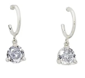 NWT Women’s KATE SPADE Rise And Shine Drop Huggies Silver tone earrings - Picture 1 of 6