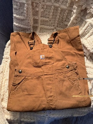 Mono Carhartt Baberos Doble Rodilla Niños Pequeños Marrón Lona Caza Pato talla 4T Foto 1 de 4