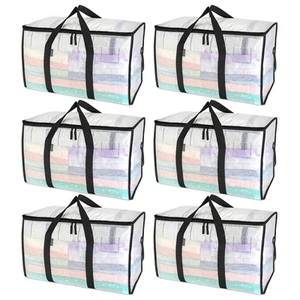 6-Pack Oversized Moving Bags with Reinforced Handles, Heavy-Duty Storage Tote... - Picture 1 of 7