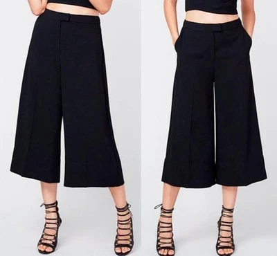 Pantalones Culottes Rachel by Rachel Roy 12 Usados en Excelente Condición Negros Crepé Pierna Ancha *Bolsillos + Pliegues Foto 1 de 4