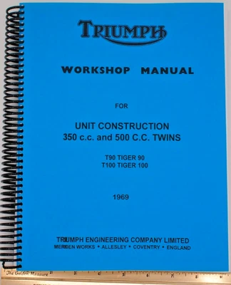 Manual de taller Triumph 1969 unidad construcción 350 y 500 c.c. Twins Tiger #158 Foto 1 de 4