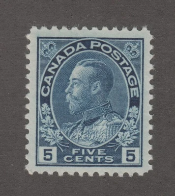 Canada 5c blue Admiral Scott 111 VF centering OG very lightly hinged - Image 1 of 2
