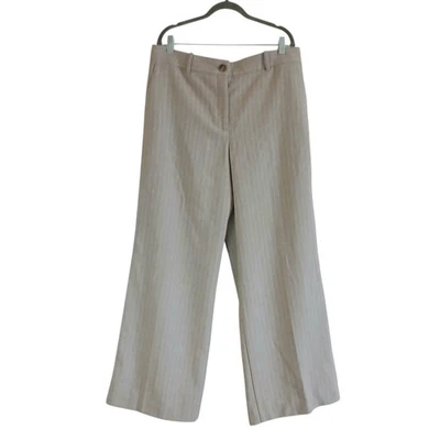 NUEVO Pantalón Ann Taylor Pierna Ancha Mezcla Lana Mujer’s 14 Avena Rayas... Foto 1 de 4