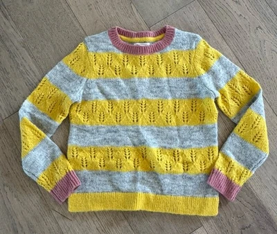 Boden Girls Striped Pullover Sweater Yellow Grey Size 8-9 Years - Image 1 of 4