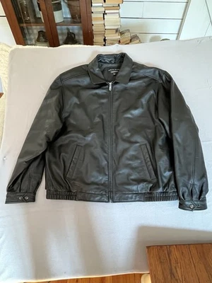 Croft And Barrow Men’s Leather BomberJacket Size XXLT Black Full Zip $49.99  - Image 1 of 4