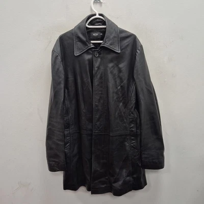 Reiss Y2K Vintage Black Soft Leather Biker Single Breast Coat Jacket Size XL - Image 1 of 4