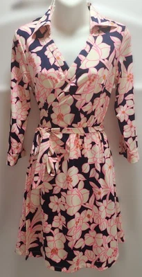Винтажный Julie коричневый надежном платье женщин Sz S розовый белый темно-синий цветочный - Изображение 1 из 4