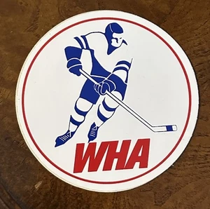 Pegatina de hockey con logotipo de liga desaparecida vintage de la Asociación Mundial de Hockey de la WHA de los años 70 - Imagen 1 de 2