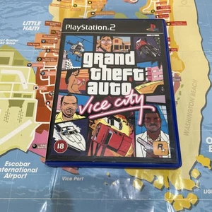 Sony PlayStation 2 Grand Theft Auto Vice City Rockstar Games With Poster/ Manual - Picture 1 of 9