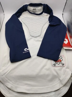 Camisa McDavid 7630 Youth Hex Pad Sternum Raglán Manga 3/4 S NUEVA Blanca/Azul Marino Foto 1 de 3