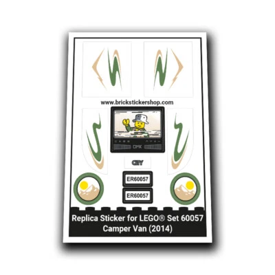 BRICKSTICKERSHOP Pegatina de repuesto para Set 60057 - Camper Van