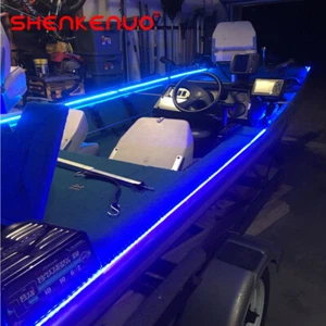 A set Blue LED Strip Kit For Boat Marine Deck Interior Lighting 16ft Wireless - Foto 1 di 12